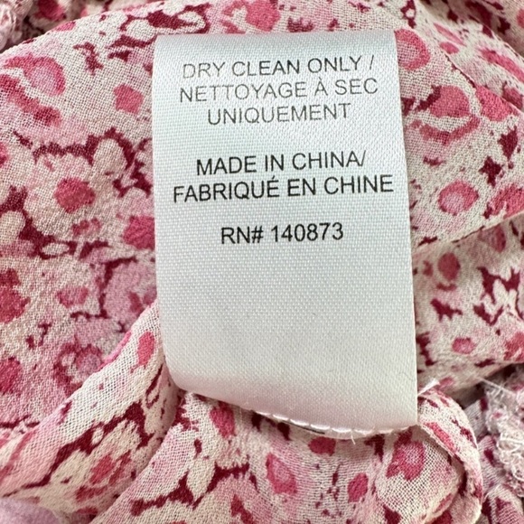 Silk blouse LoveShackFancy Nellie Pink Floral Peplum Top Small - Picture 9 of 10